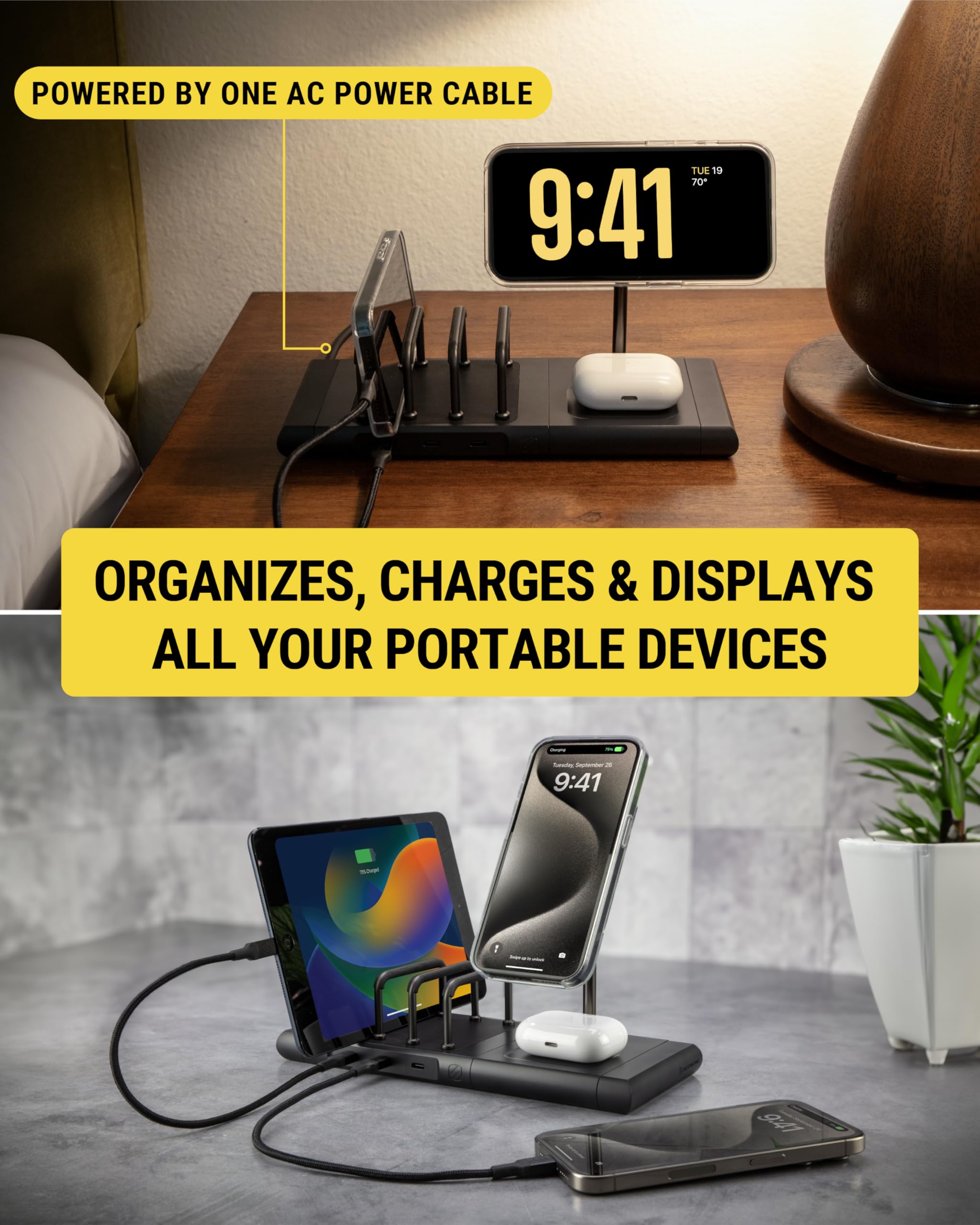 Scosche BaseLynx 2.0 Multi Charging Station with Qi2 15W Magnetic Wireless Charger Stand, 5W Charging pad for AirPods, 3-Port 60W USB-C Fast Charger Compatible with Apple iPhone, MagSafe, Samsung - Image 5