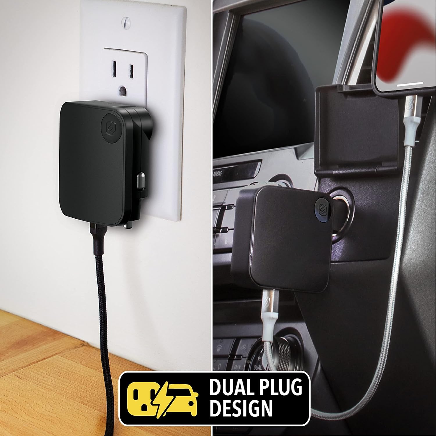 Scosche HCPDC20 PowerVolt 20W 2-in-1 Fast Travel Charging Station, Foldable Home Plug & Car Charger Adapter for iPhone 14/13/12/11, iPad, Samsung Galaxy S22/S21, USB-C Devices, AirPods & More - Image 4