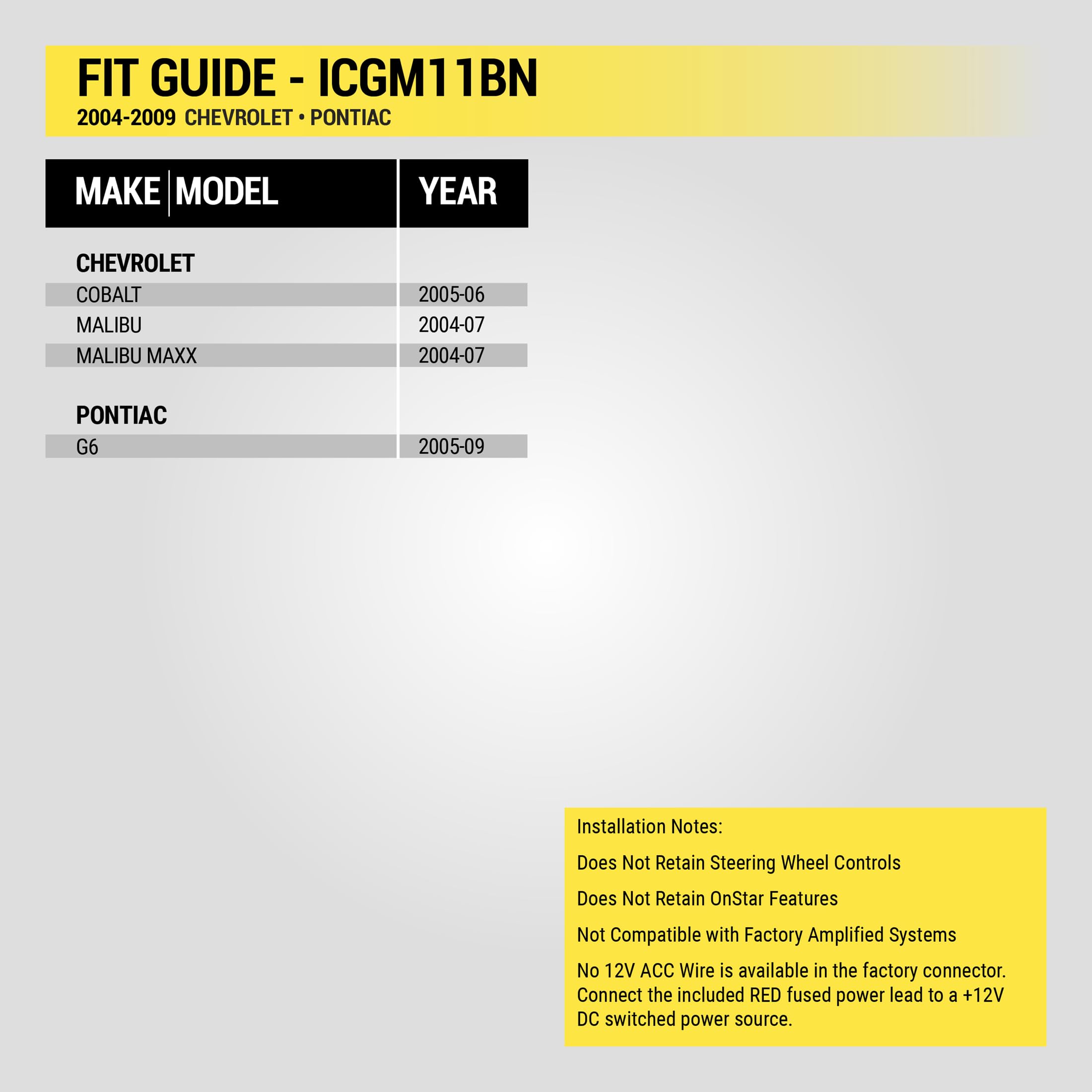 Scosche ICGM11BN Double DIN Complete Basic Installation Kit for Select Non-Amplified 2004-09 Chevrolet and Pontiac Vehicles - GM Stereo Install Kit - See Fit Guide in Images to Verify Your Vehicle - Image 4